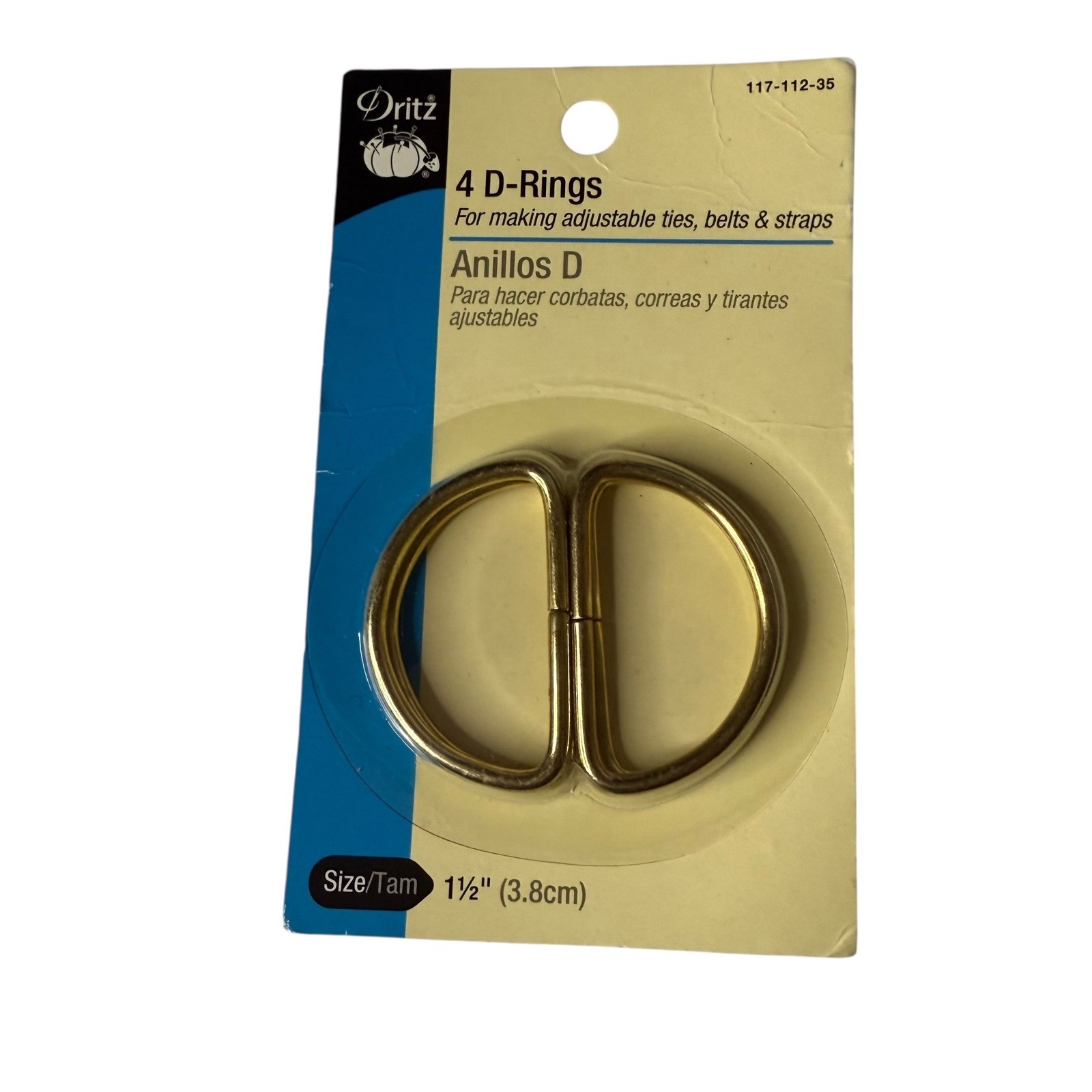Dritz Metal "D" Rings 1-1/4" 4/Pkg-Gilt, 117-114-35