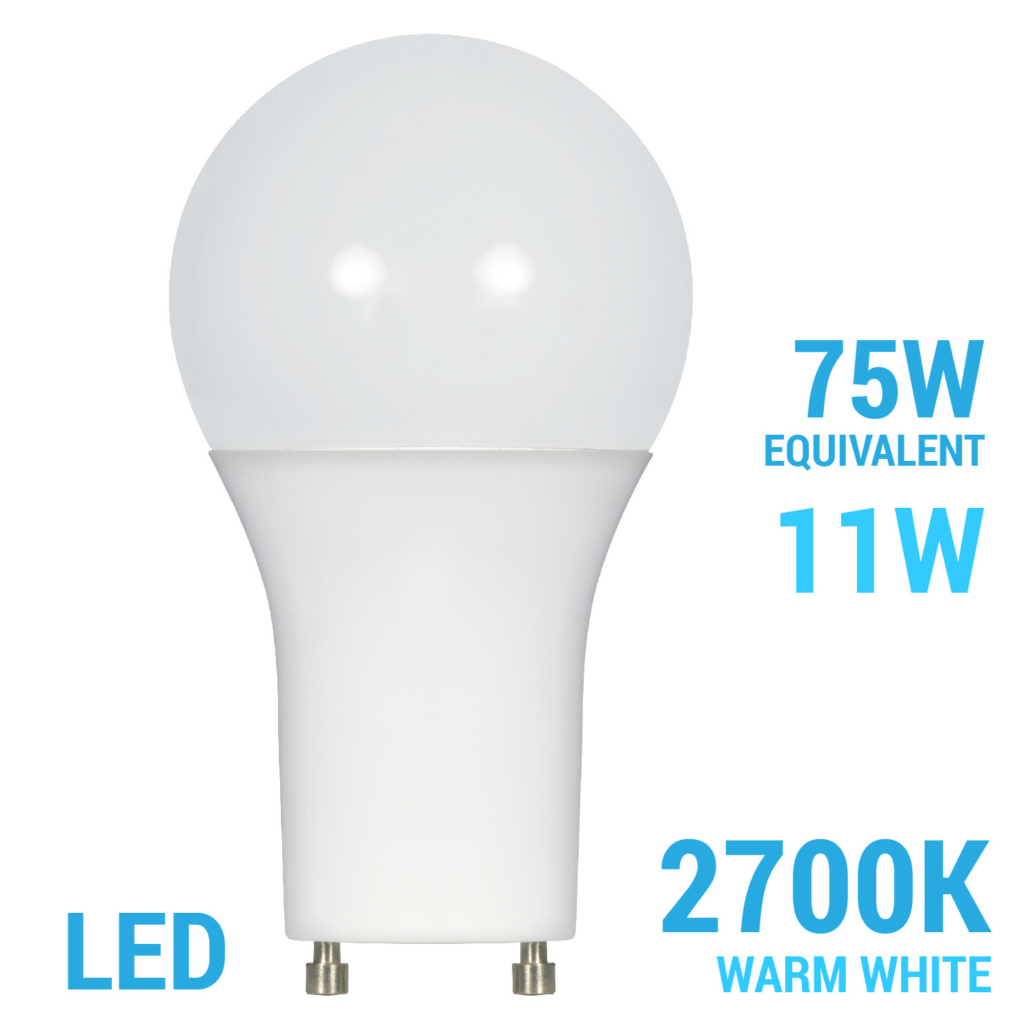11W =75W Dimmable A19 LED 2700K Warm White Frosted Twist and Lock GU24 Base Bulb
