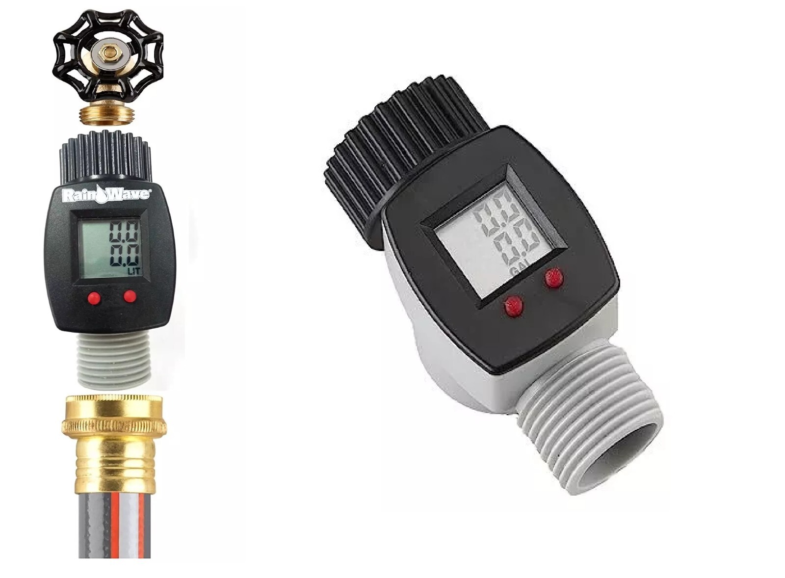 RainWave RW-9FM Digital Electronic Water Flow Meter Standard Garden Hose GPM NEW