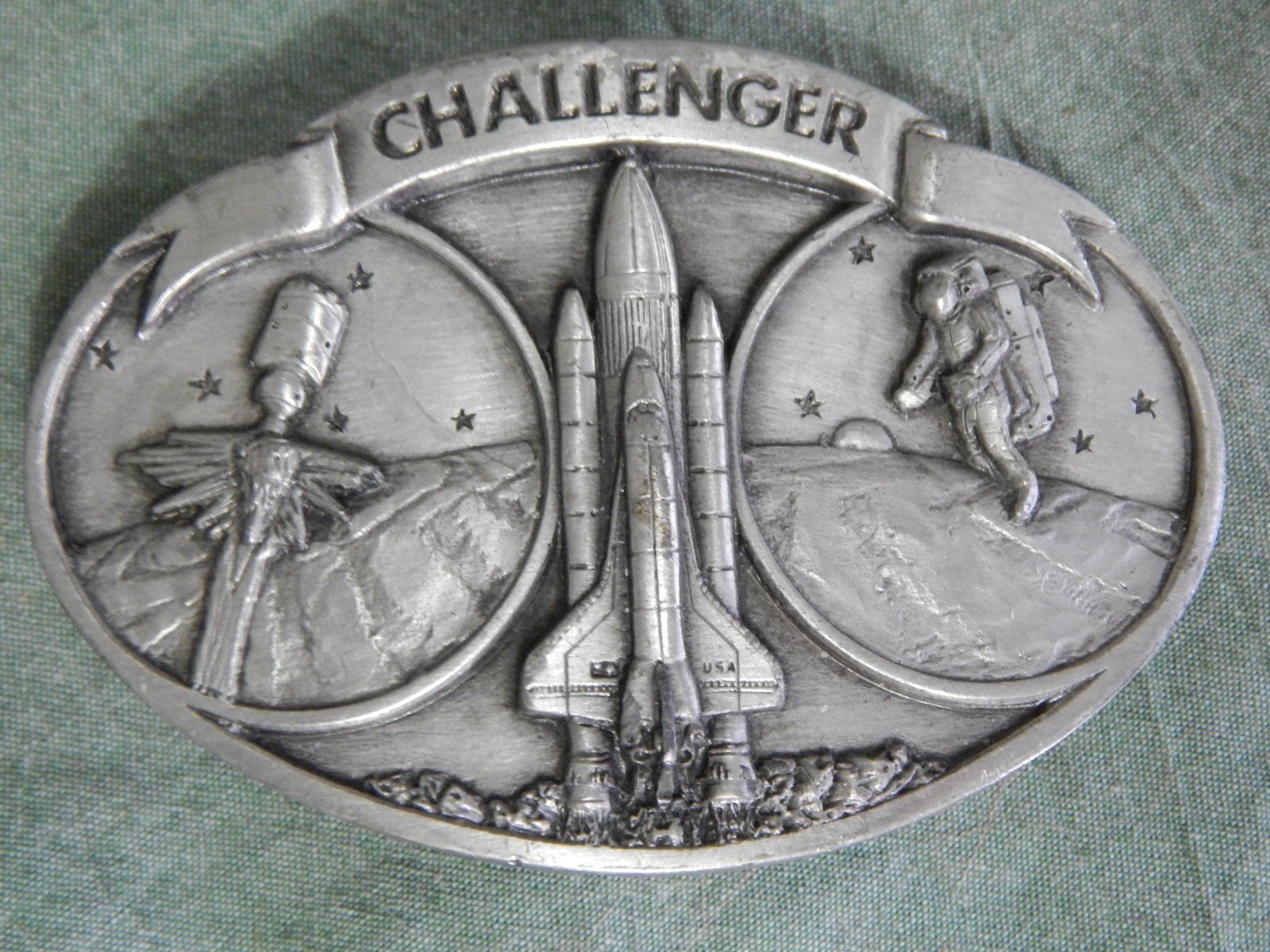 Vintage CHALLENGER Space Shuttle Belt Buckle 1984 Bergamot Brass Works C-147
