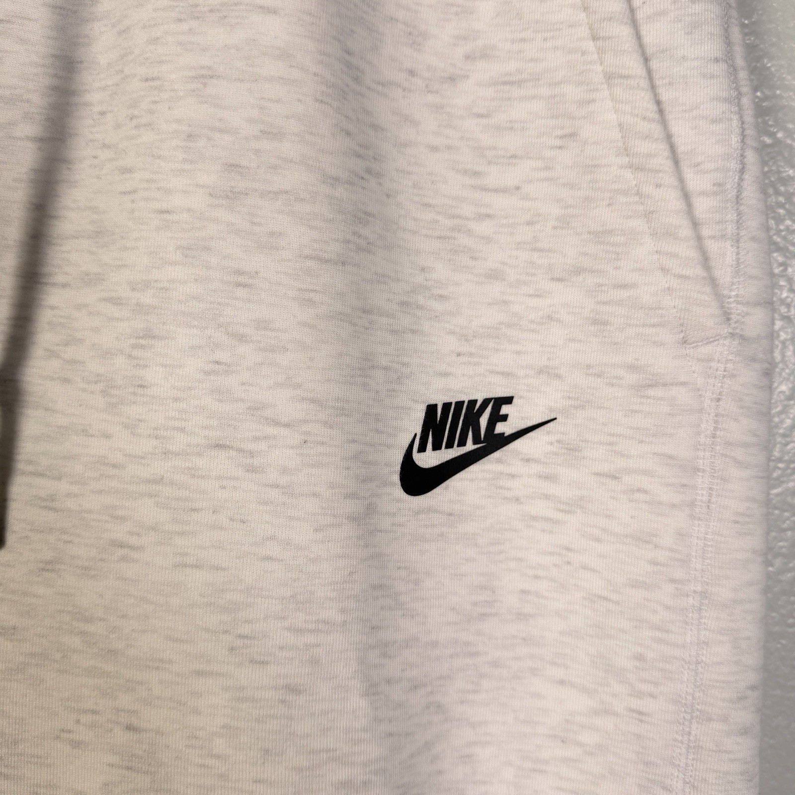 Nike Tech Fleece Joggers Mens Medium Light Oatmeal Heather Black Zip Drawstring