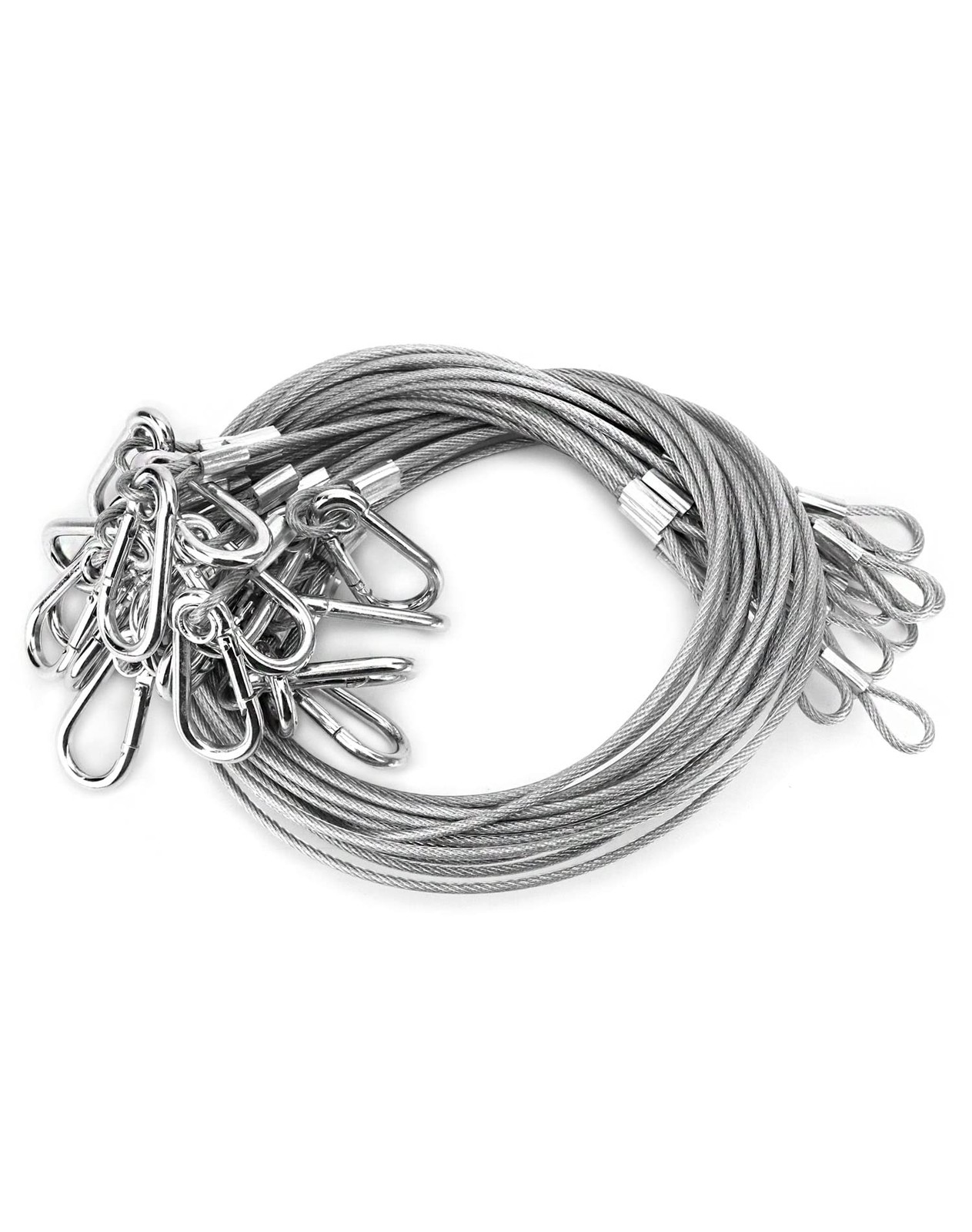 QWORK 20-Pack Stage Lighting Safety Cable Wire, 3mm x 27.5" 20 Pack, Silver