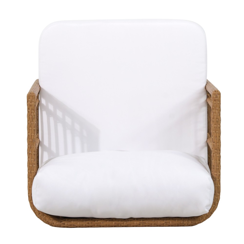 Brown Outdoor PE Rattan Club Chair Modern Patio Lounge Chair with