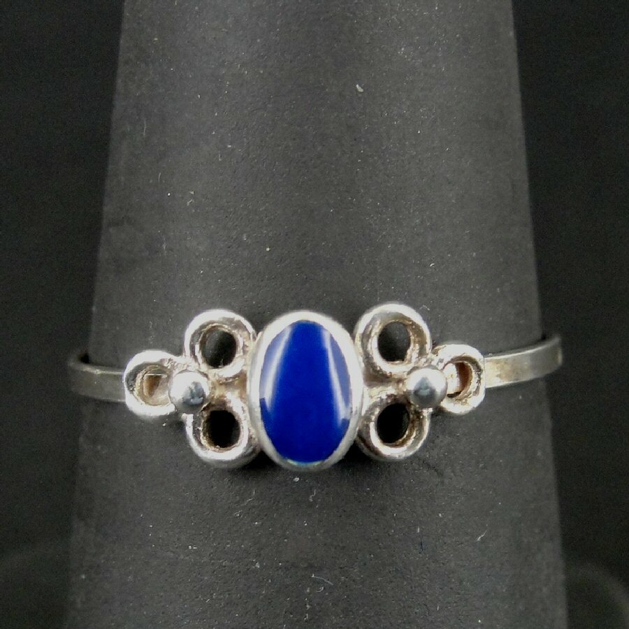 Ring Silver Blue Bright Stone Dainty Sterling 925 Ring Band Size 6.75