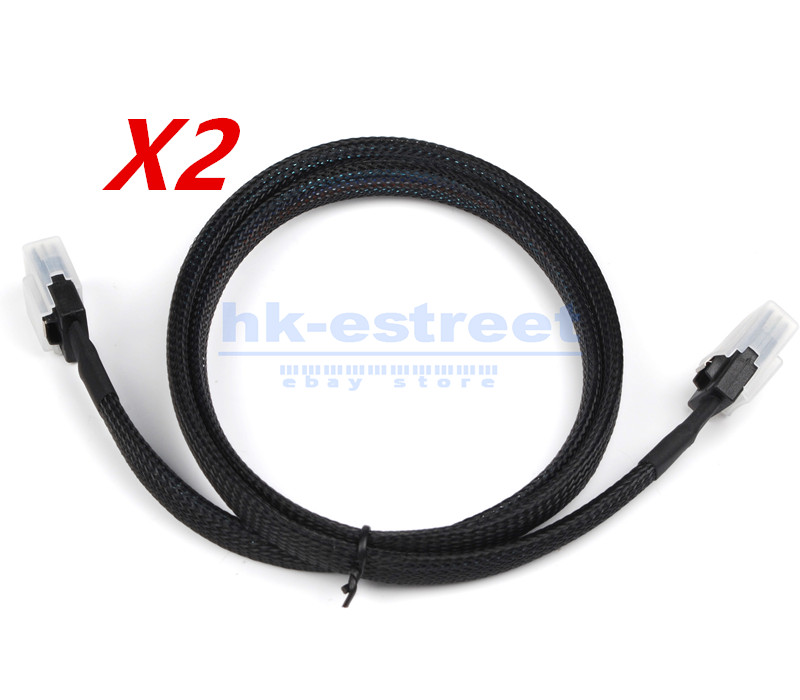 2-PACK 6G Internal 36Pin Mini SAS SFF-8087 to SFF-8087 Cable 100 Ohms 1Meter
