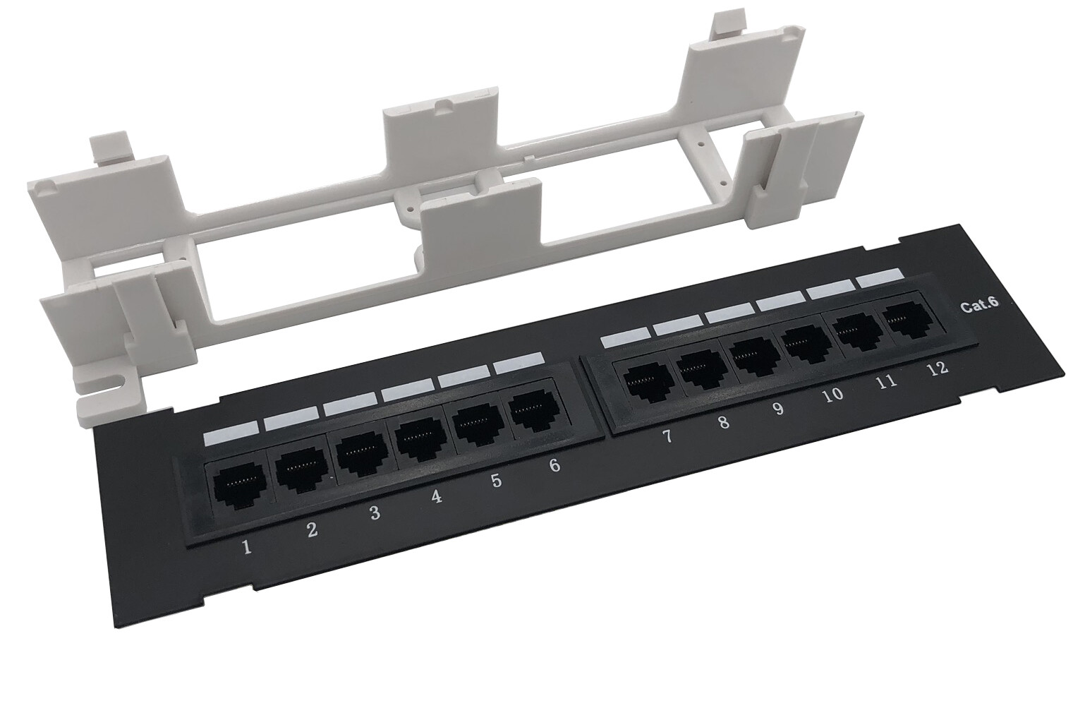 CNAweb 12 Port Vertical Cat6 110 RJ45 Network Patch Panel 568A 568B with Bracket