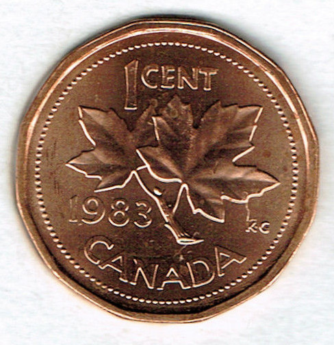 1983 Canadian Uncirculated One Cent Elizabeth II Coin!