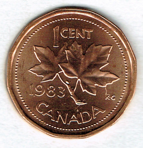 1983 Canadian Uncirculated One Cent Elizabeth II Coin!