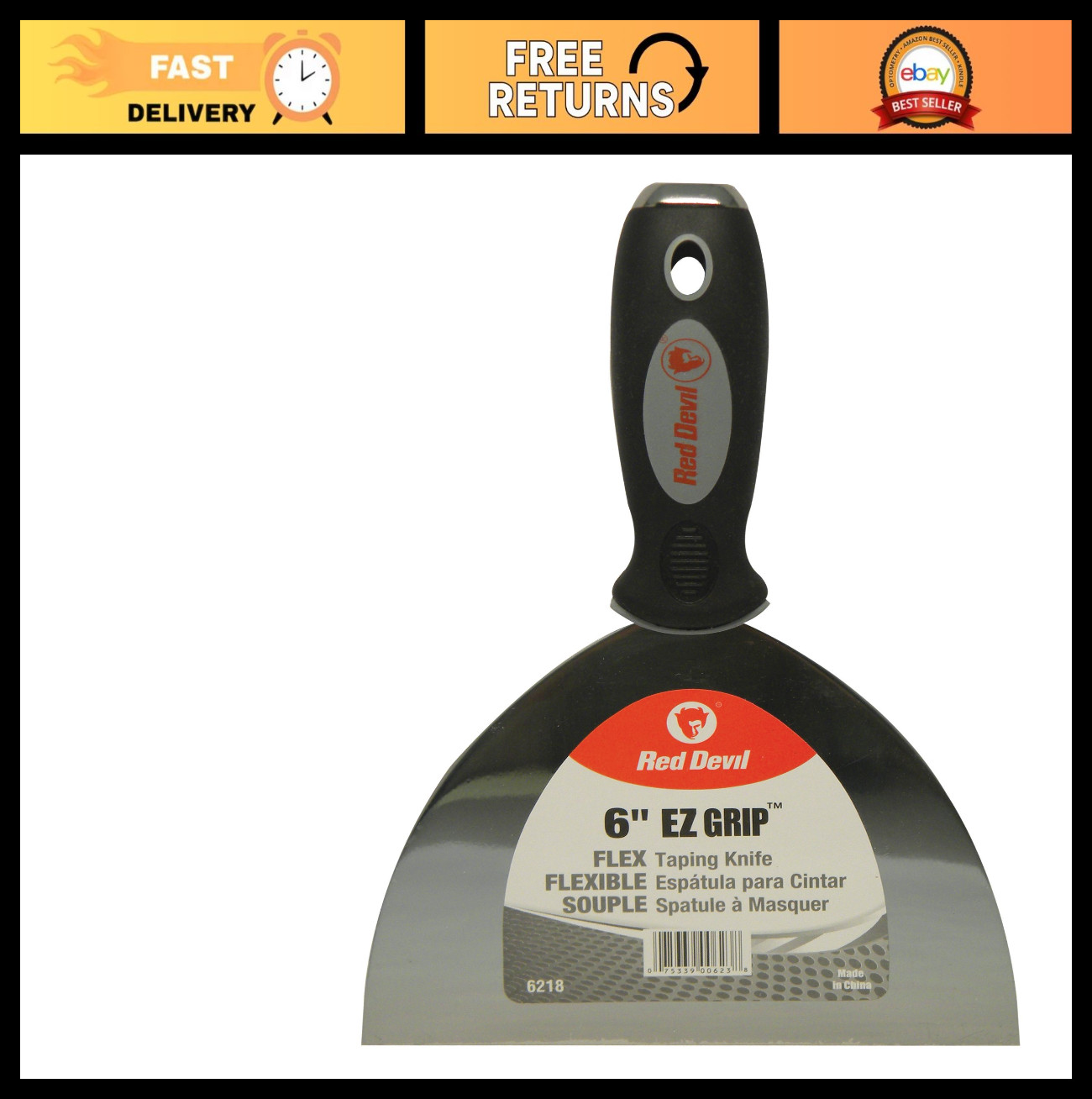 6" Flex Taping Knife - EZ Grip, Durable Stainless Steel Blade, Perfect for Drywa