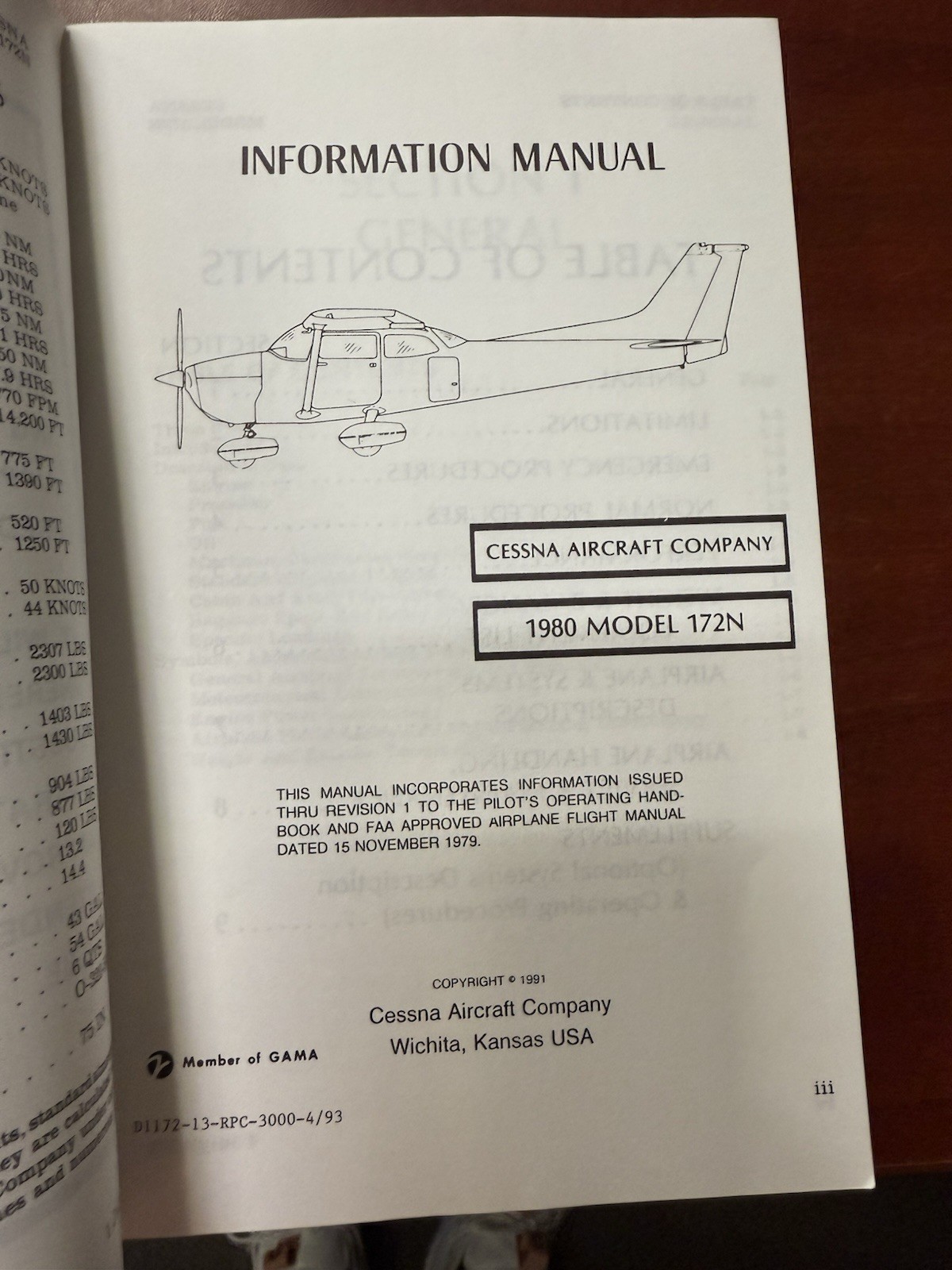 Cessna Model 172N Skyhawk Information Manual 1980