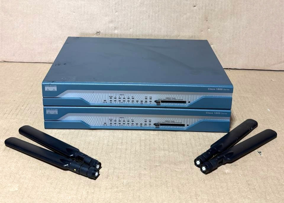 Lot of 2 Cisco 1800 Series Router Integrated Services Router 1811W-AG-B/K9 V10