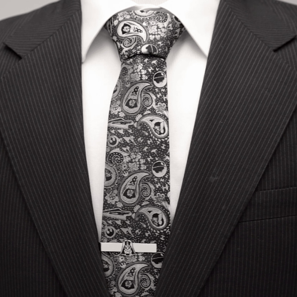 Star Wars Darth Vader Black and White Paisley Tie