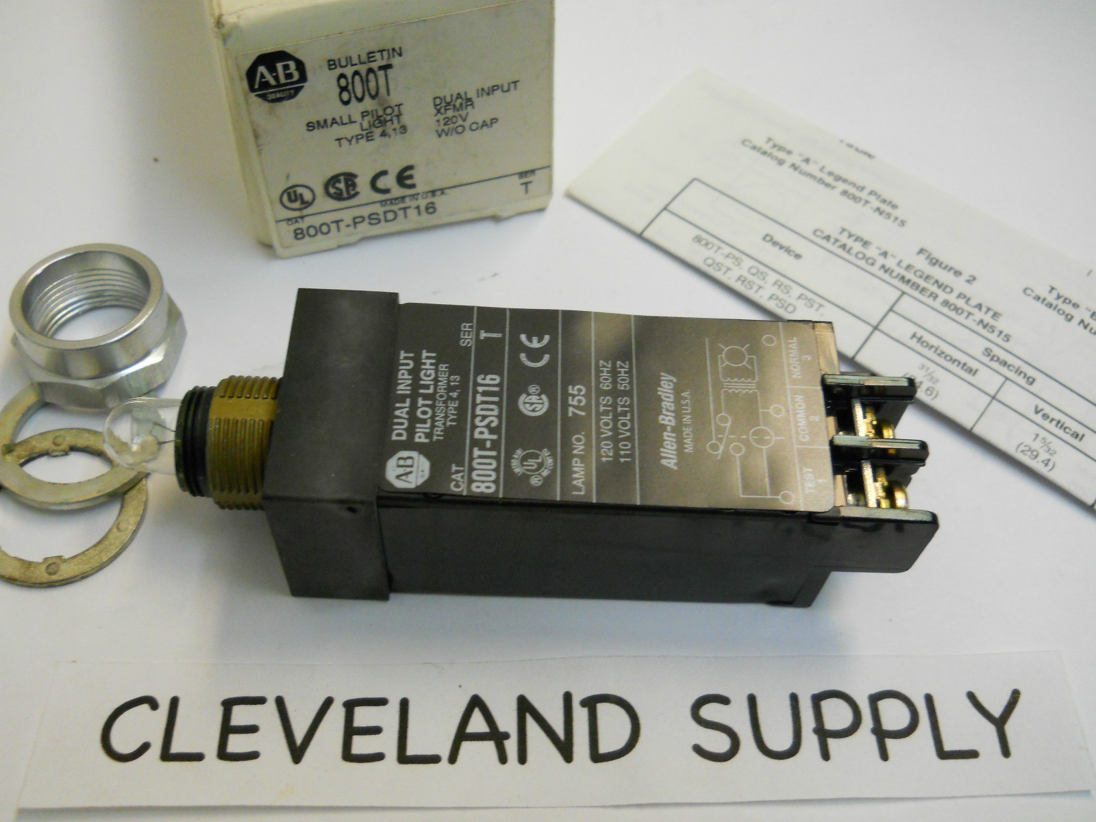 ALLEN BRADLEY 800T-PSDT16 SMALL DUAL INPUT PILOT LIGHT XFMR 120V  NEW IN BOX
