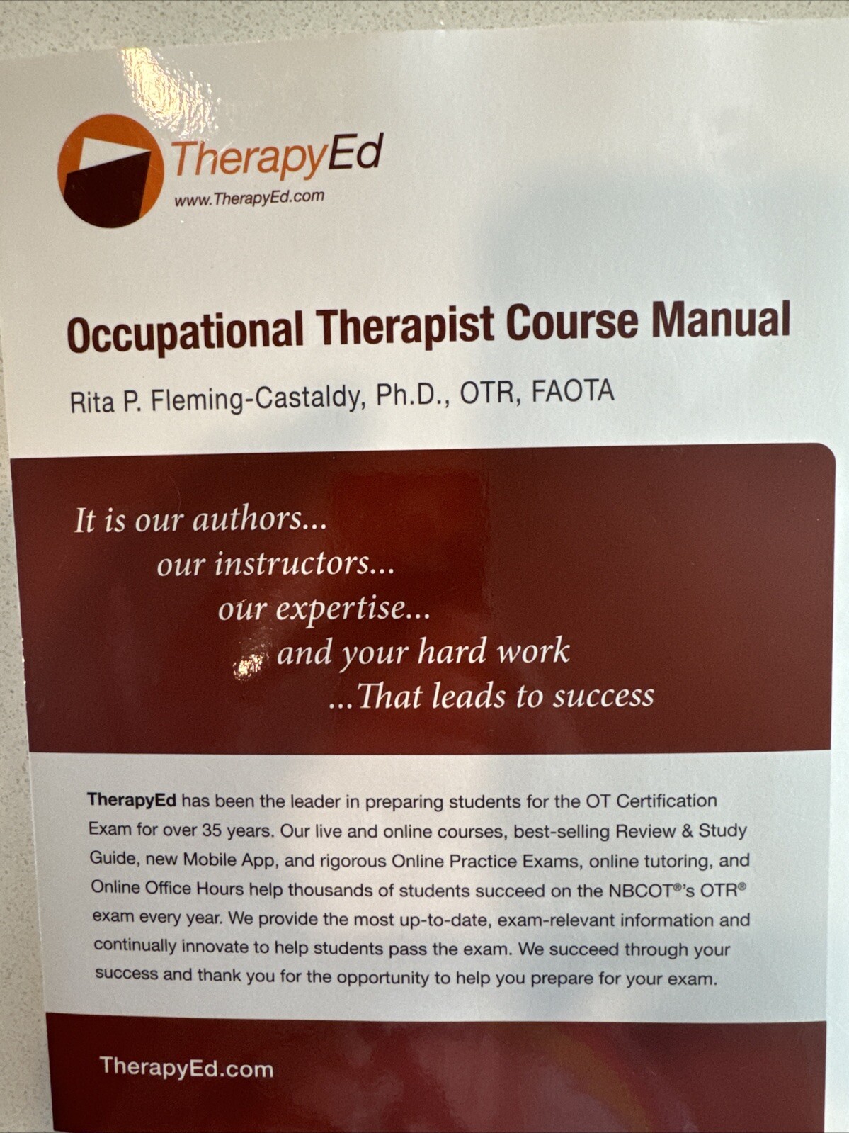 Therapy Ed National Occupation Therapist Certification Exam Review & Study Guide