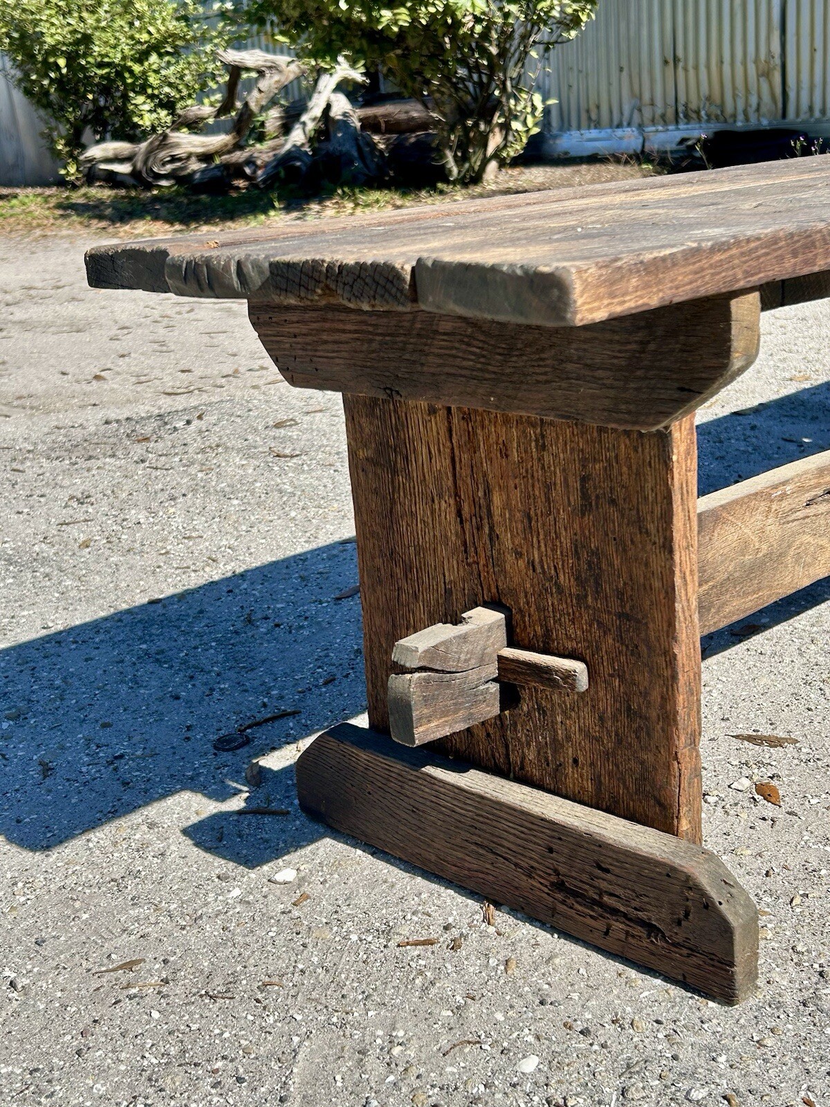 Rustic Barn-Wood Ash Harvest Bench
