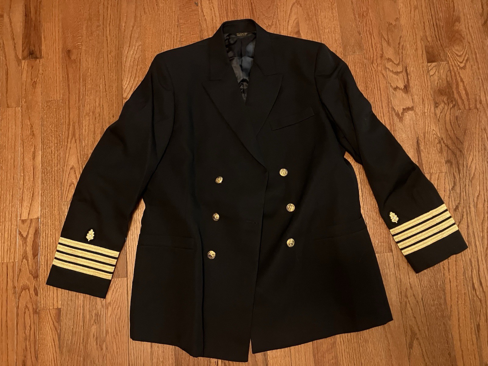Brooks Brothers US Navy Uniform Jacket Mens 44 L Black Double Breast