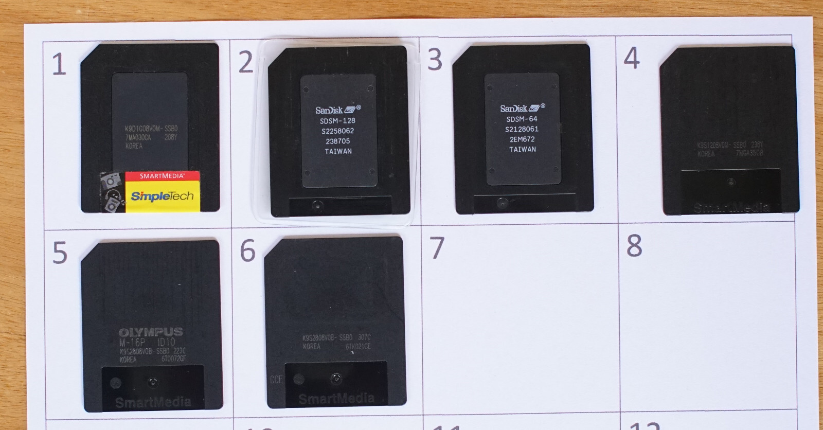 1x Smart Media Card Memory Card Various Sizes N