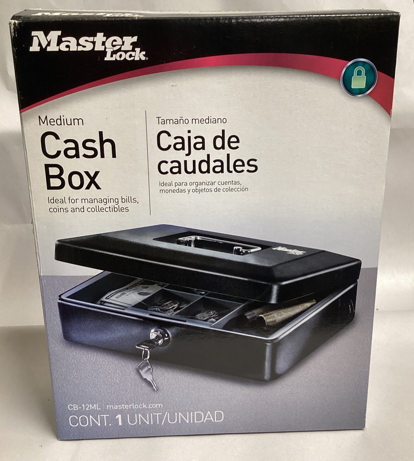 Master Lock 12Ft Keyed Cash Box with Handle - New