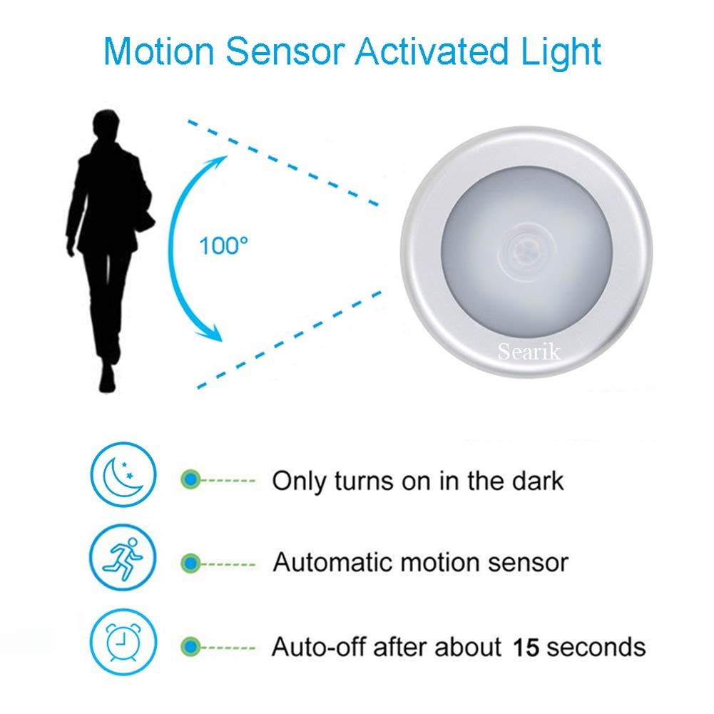 3 Pcs Motion Light Indoor, Magnetic Night Light Battery Powered Step Lights S...