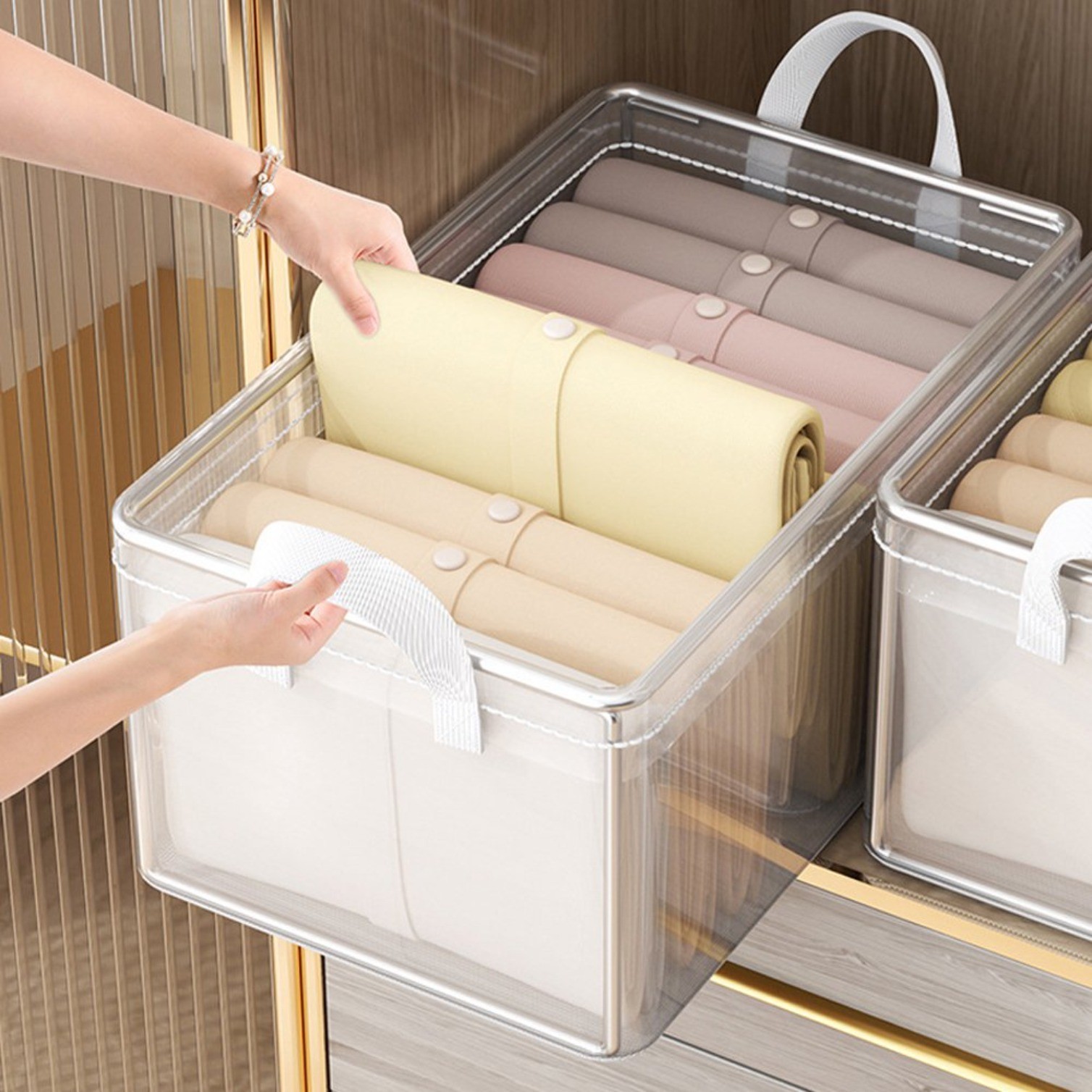 42L Clear Plastic Storage Boxes, Set of 3 (Transparently, 42L)