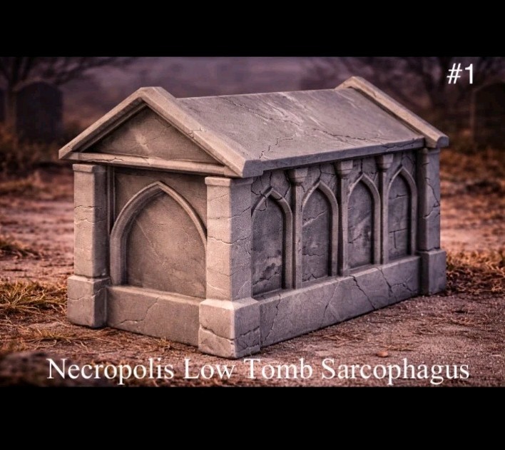 Ravenloft Necropolis Sarcophagus 1 -32mm Scale -Graveyard -D&D -Pathfinder -RPG