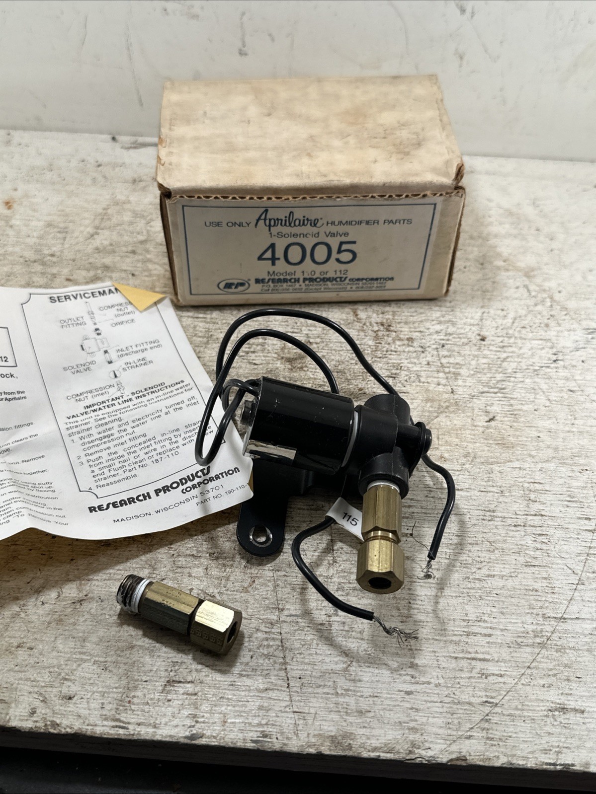 Used Working Aprilaire 4005 Humidifier Water Solenoid Valve Replacement Assembly