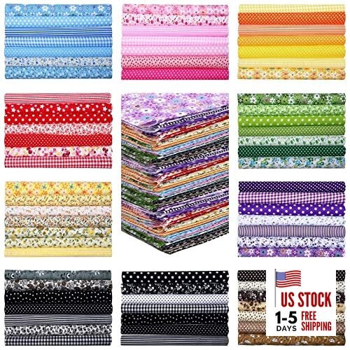 200 Pcs 10 x 10 Inch Cotton Fabric Squares for Quilting Fat Craft Flower