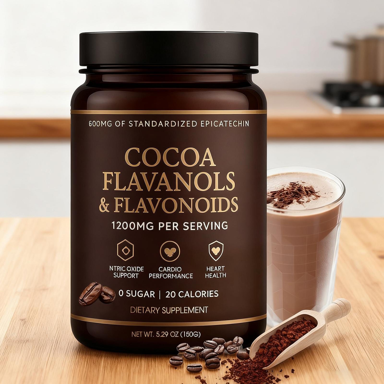 High Flavanol Cacao Powder – 1200Mg per Serving with Cocoa Flavanols