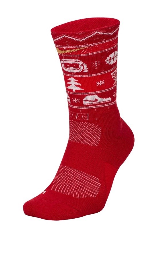 NIKE ELITE BASKETBALL DRI FIT CREW LENGTH CHRISTMAS SOCKS 2 PAIR SET MEN 8-12 LG