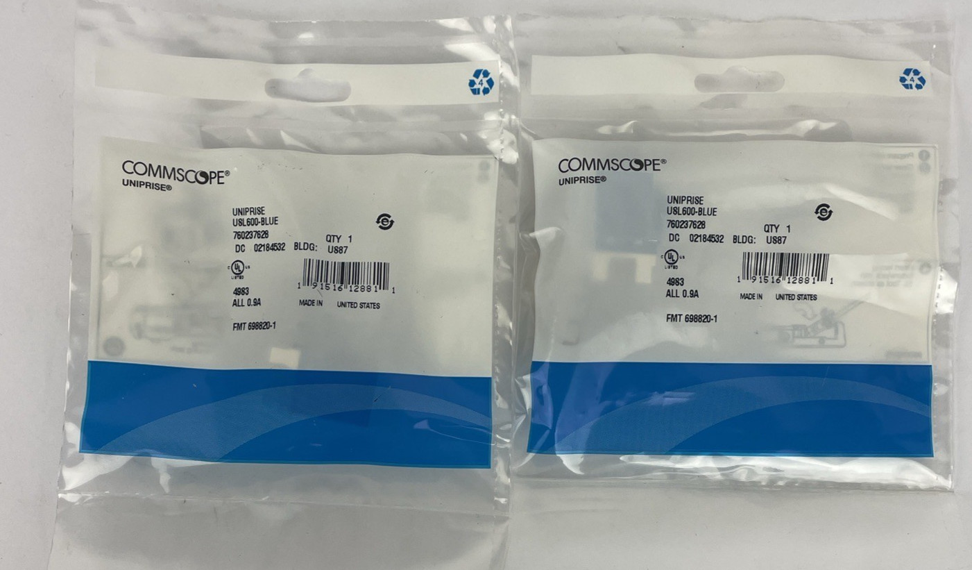 Lot of 2 x Commscope USL600-BLUE Uniprise SL-Series RJ45 Cat6 Jack, Blue ~STSI