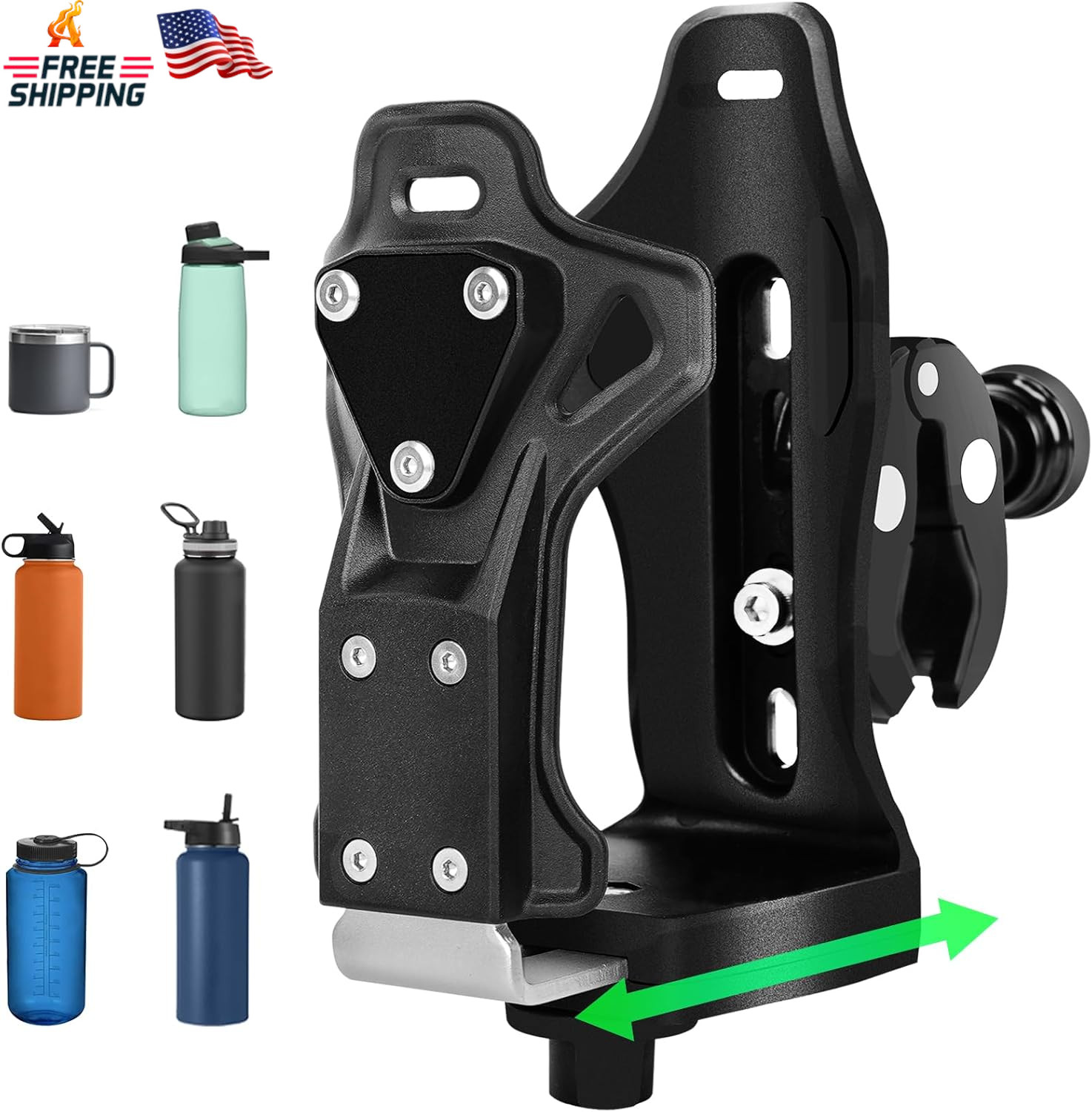 Upgraded Motorcycle ATV Cup Holder anti Theft, Extra Large Bike Water Bottle Hol