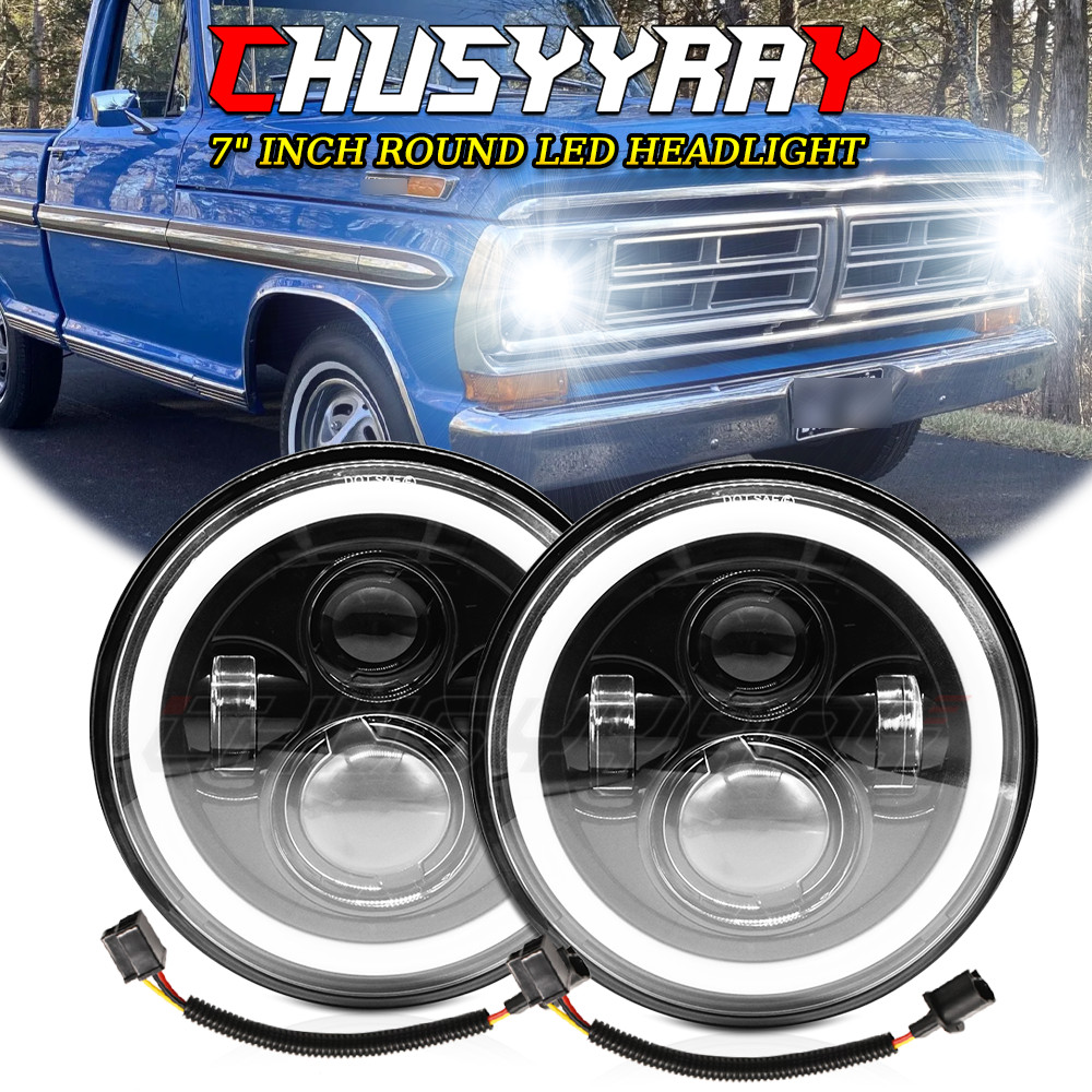 Pair 7" LED Headlights Hi/Low Beam For 1953-1977 Ford F100 F250 F350 Pickup
