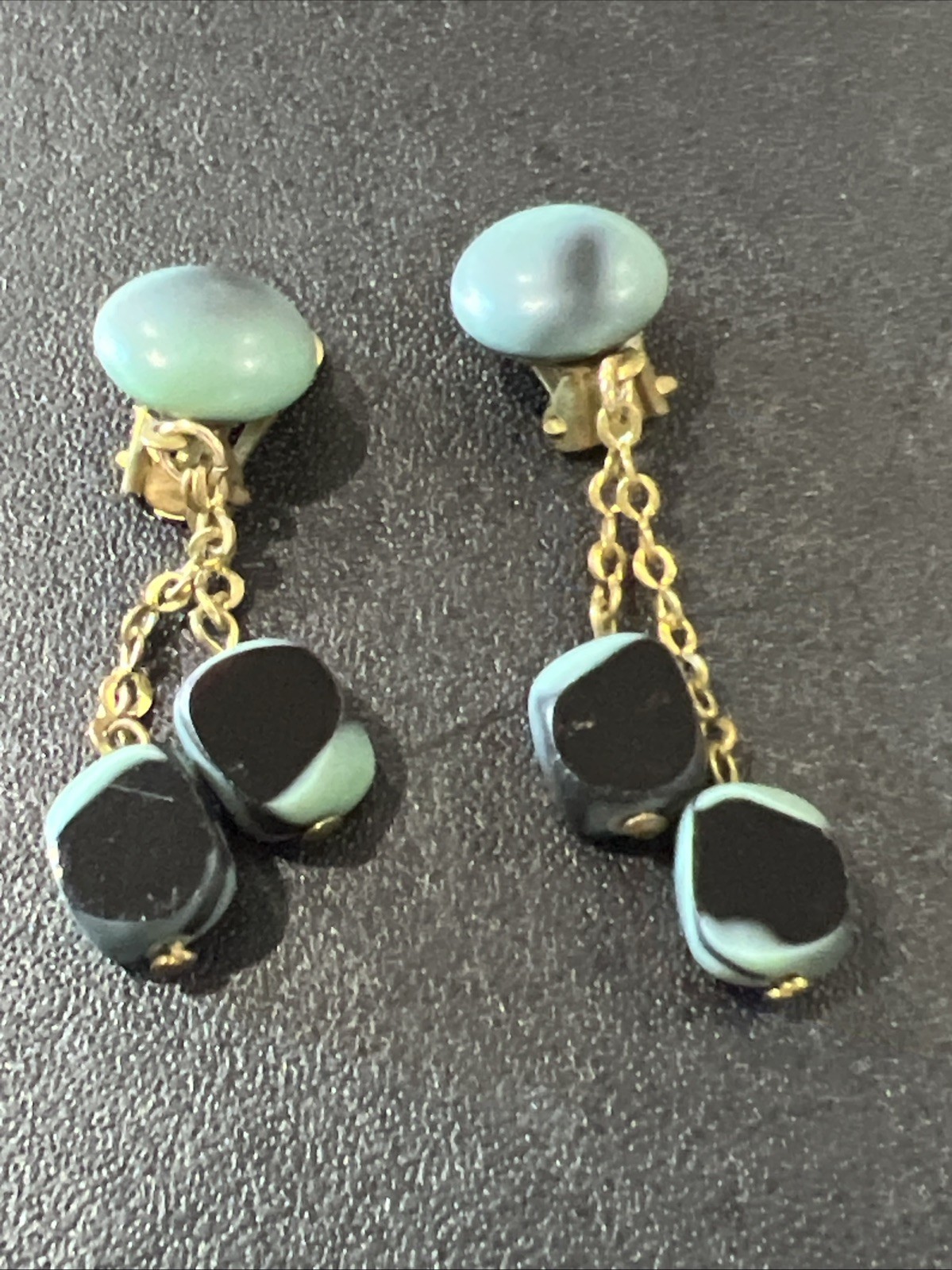 austria clip earrings Lucite/plastic