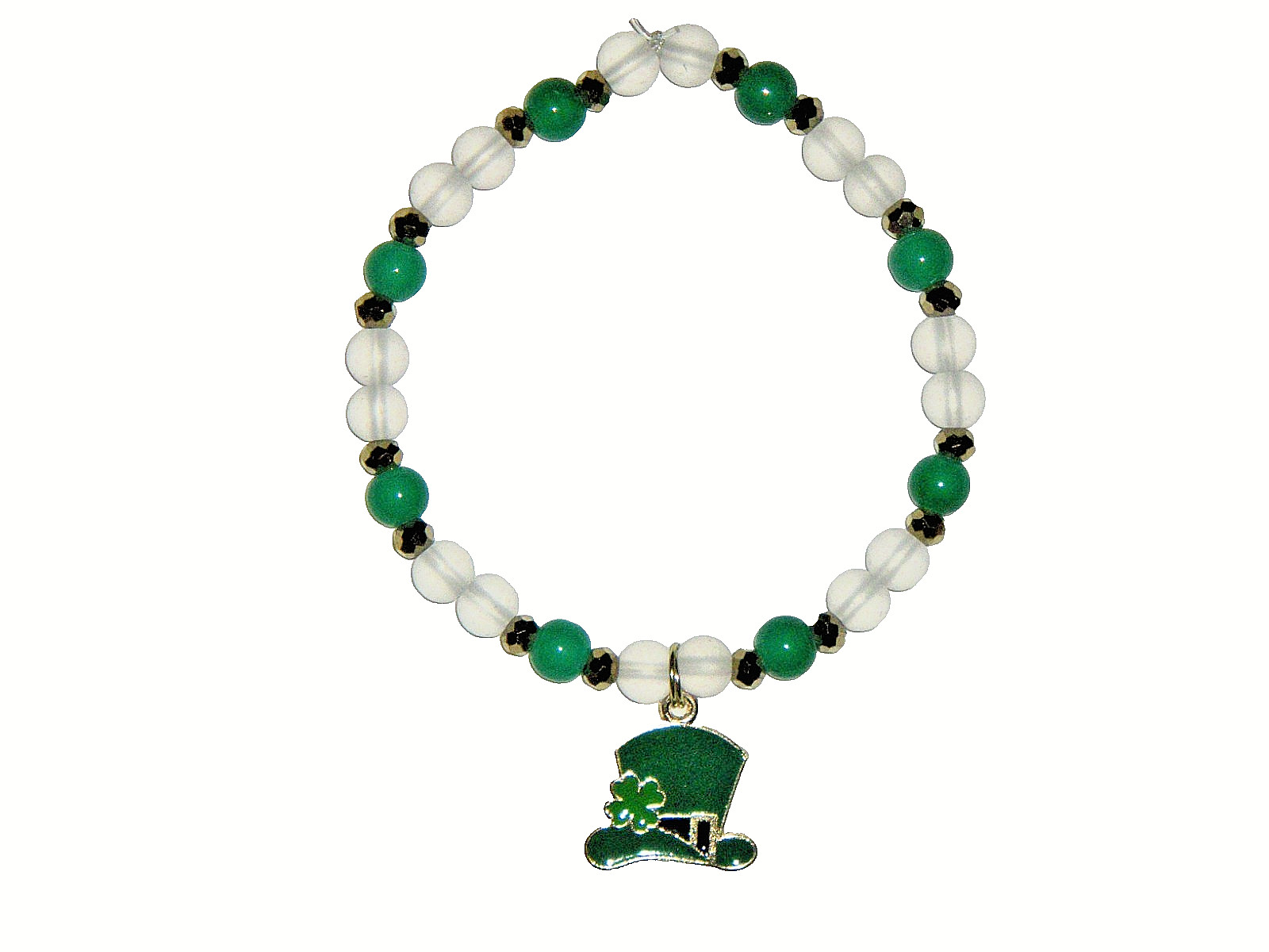 LEPRECHAUN'S HAT CHARM BRACELET (7 5/8"):  HAND-MADE JEWELRY BY T.L.C.