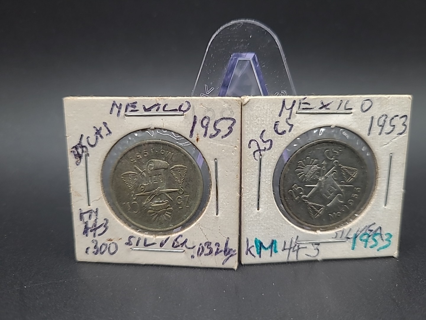 (2) 1953 Mexican 25c .300 Silver