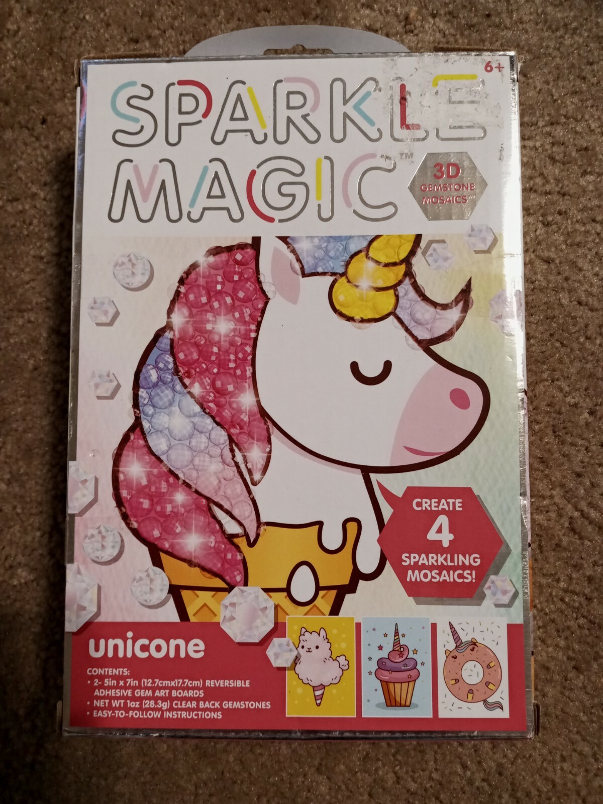 NIB Sparkle Magic 3D Gemstone Mosaics - Unicorn - 4 Sparkling Mosaics -FAST SHIP
