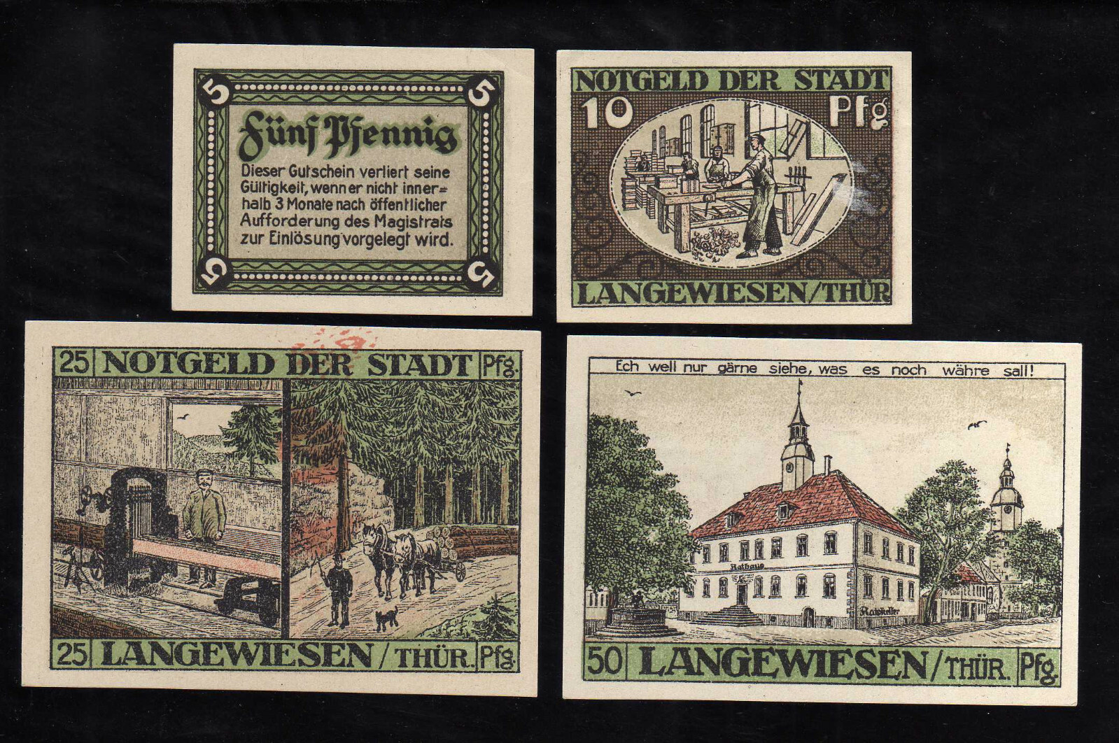 LANGEWIESEN - GERMANY NOTGELD - 5, 10, 25, 50 PFENNIG