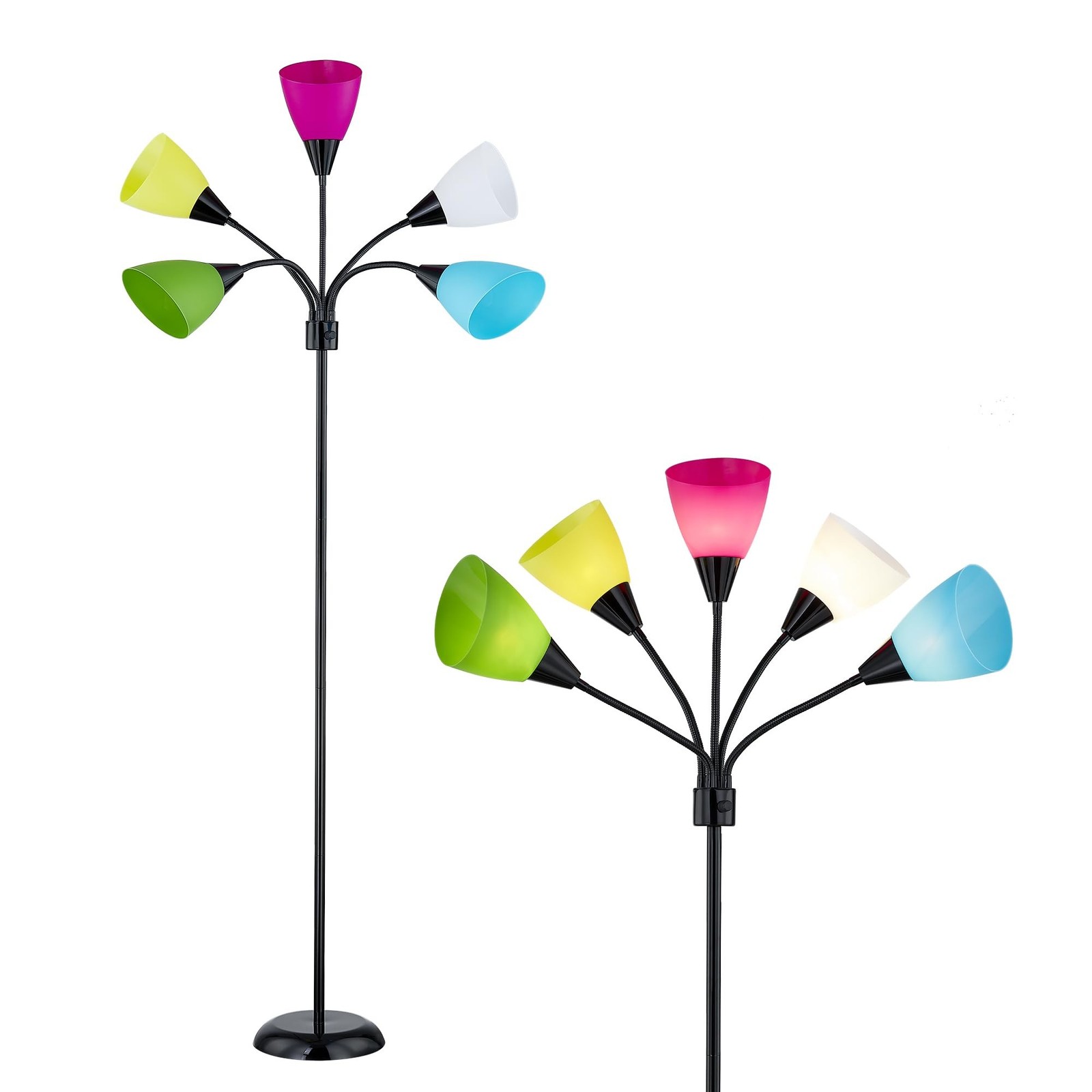 Medusa Modern Decor Floor Lamp, Multi Head Adjustable Gooseneck Bright Light ...