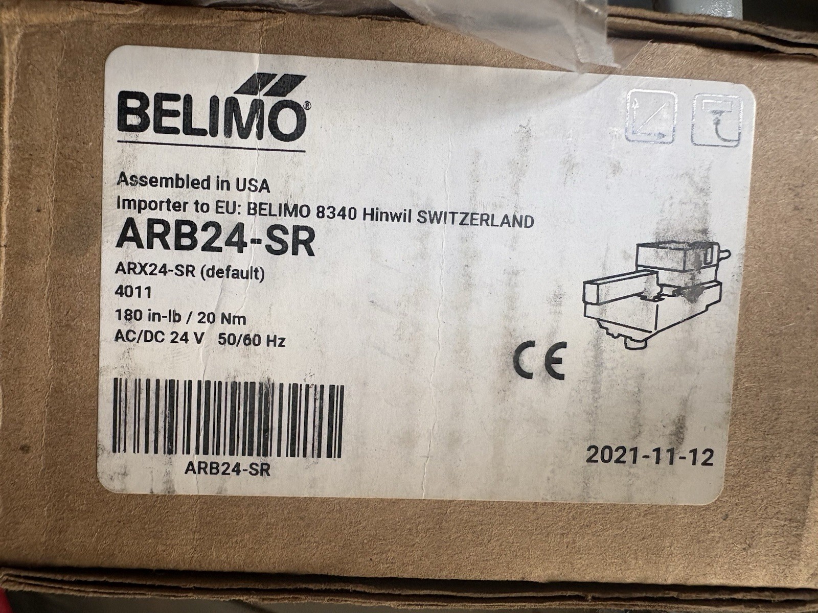 Belimo ARB24-SR Direct Coupled Actuator, 180 in-lb