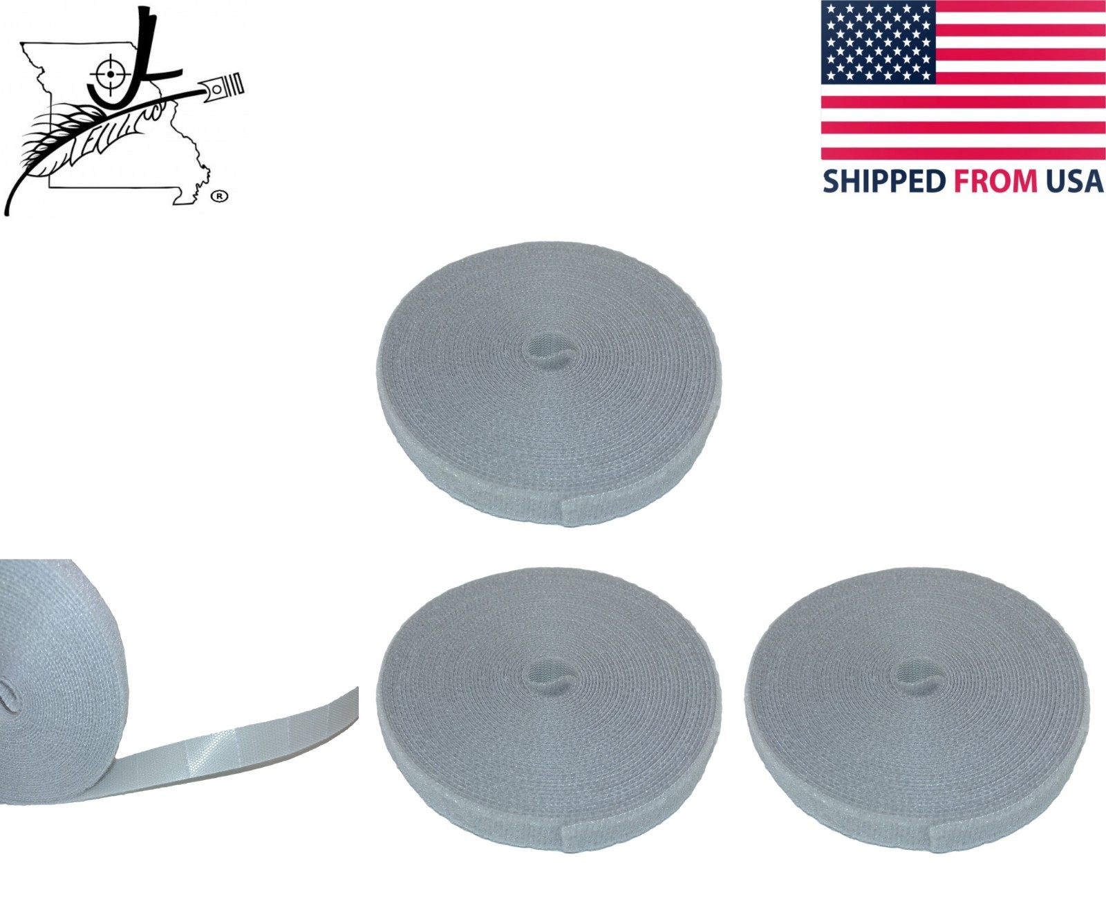 3 15' Rolls Hook & Loop Cord Management Holder Tape Easy Tear 3/4" Sections 7/16