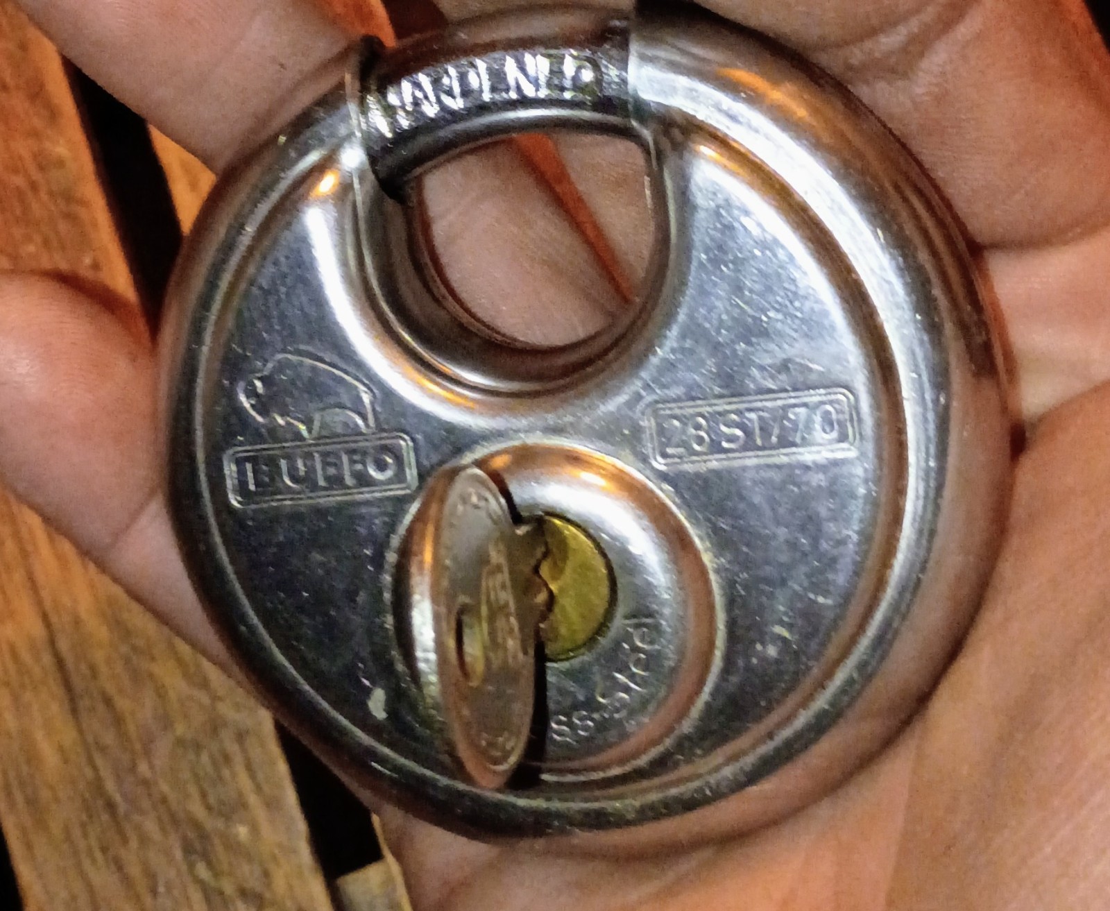 Buffo No 28ST 70mm Stainless Steel Padlock & Key Hardened Made In Germany