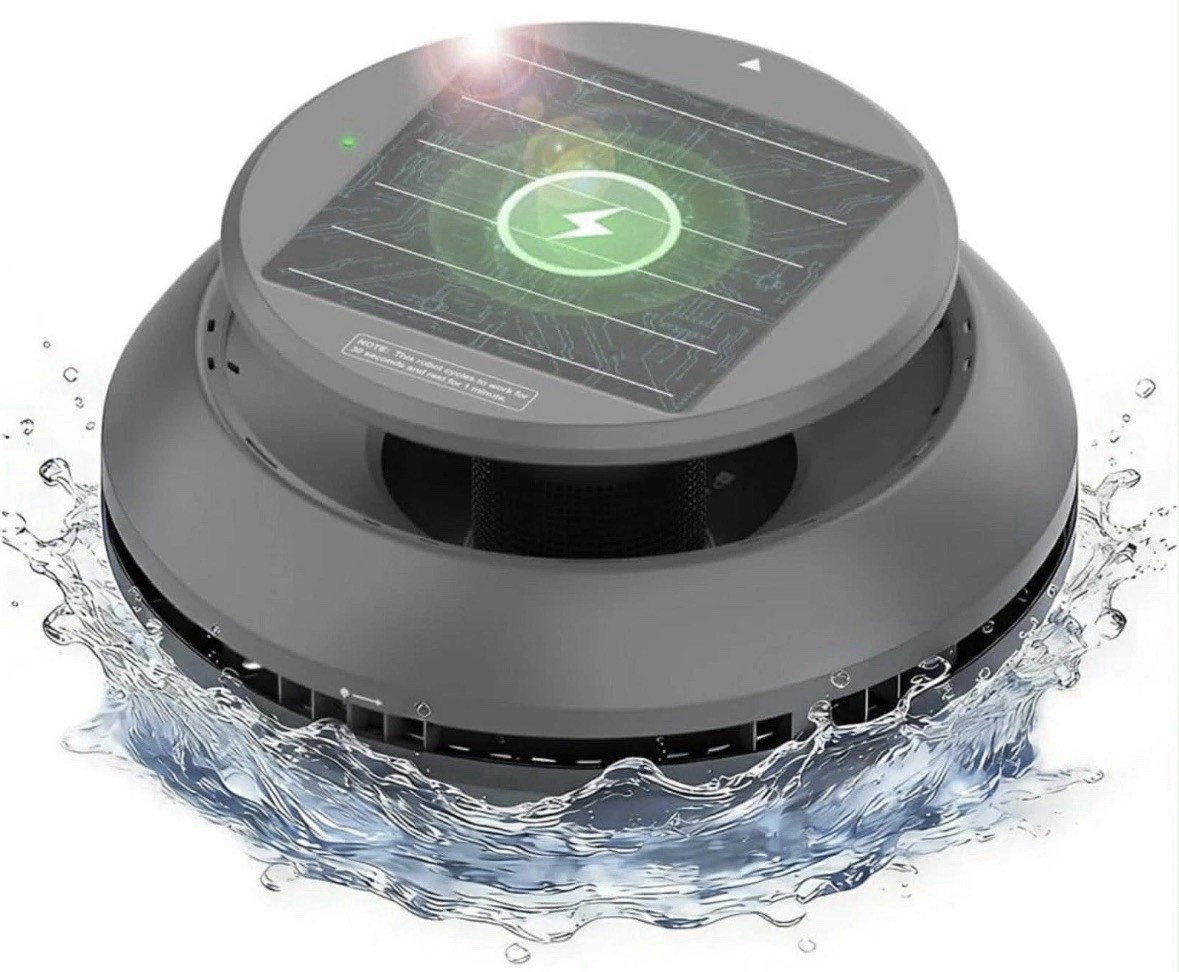 Y60 Cordless Solar Powered Robotic Pool Skimmer Automatic Surface Cleaner 360°