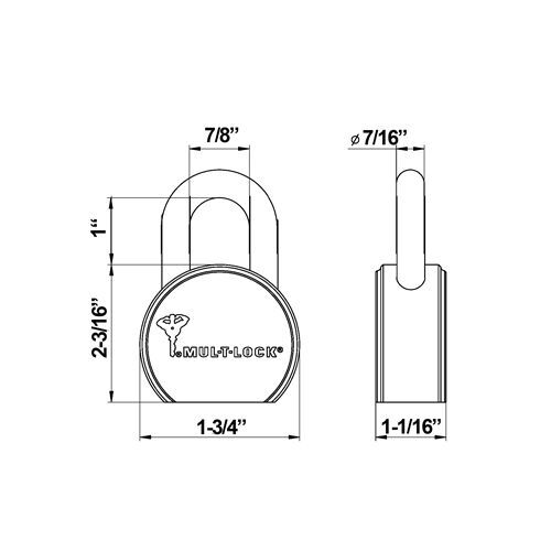 Mul-T-Lock 206SP-TSR25 Padlock, Interactive+ Key System