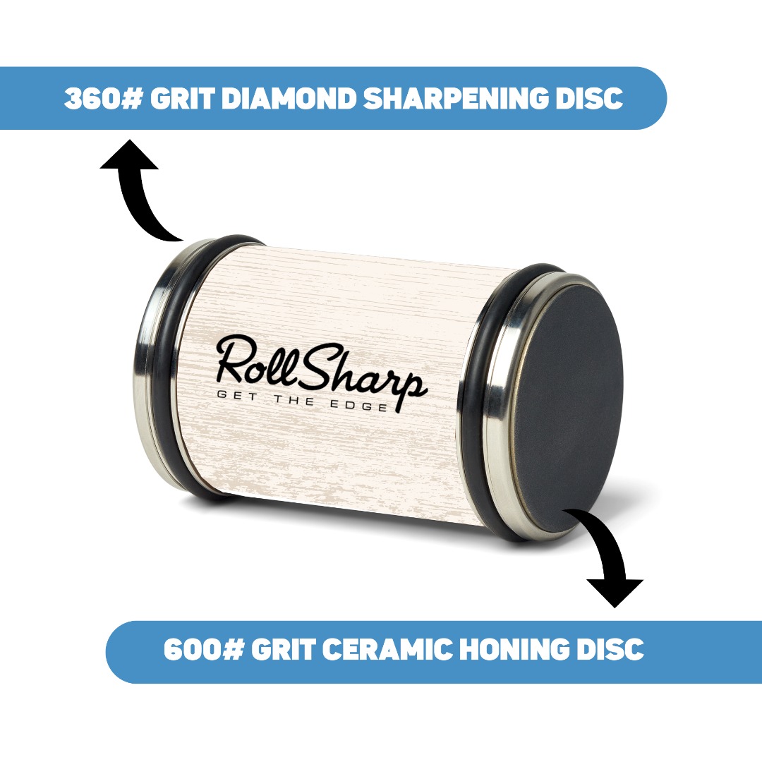 White RollSharp - Rolling Knife Sharpener "Get the Edge" Sharper Kitchen Knives