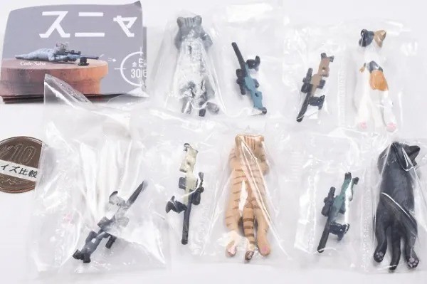 Sniper cat Capsule Toy Complete 5 Types set Gacha Japan