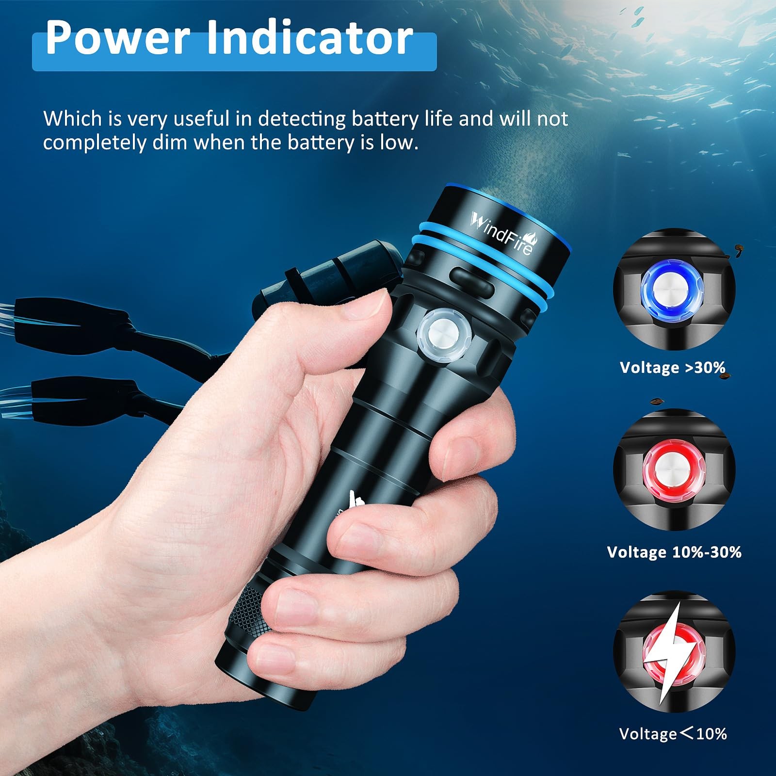Scuba Diving Flashlight - Super Bright Led Dive Light By Windfire Ipx8