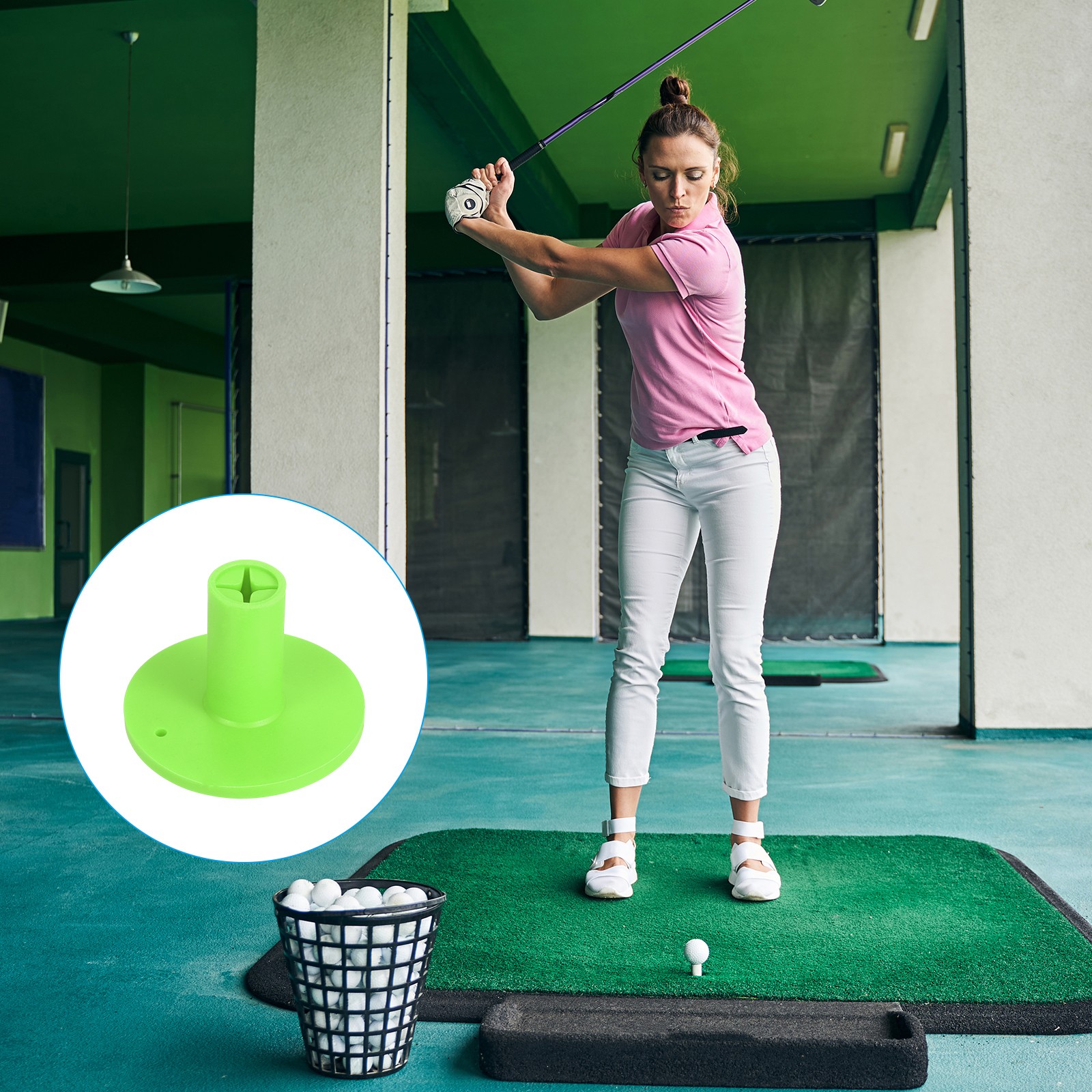 6pcs - Rubber Golf Tee 1.4" Golf Tees Training Driving Range Tee Green