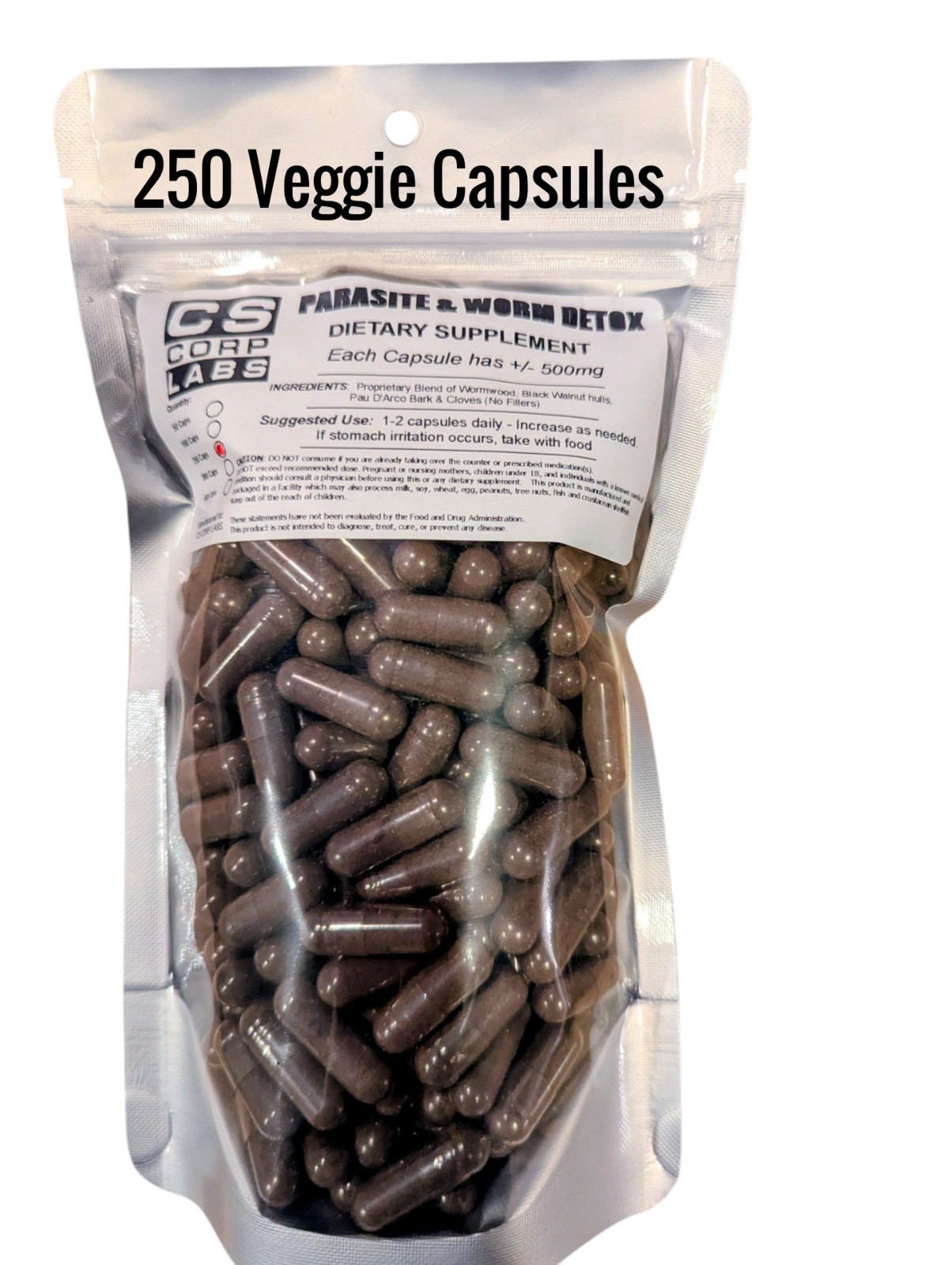 Para. & Worm Intestinal Flush Cleanse - Proprietary Blend - 250 Veggie  Capsules