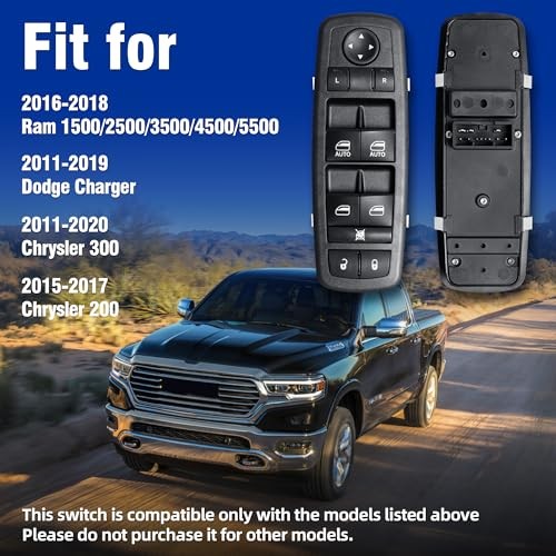 Window Switch, Left Door Master Power Window Switch Fit for 2011-2019 Dodge