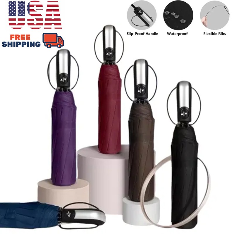Umbrella Anti-UV/Sun Windproof Travel 3 Folding Rain Auto Open/Close Outdoor